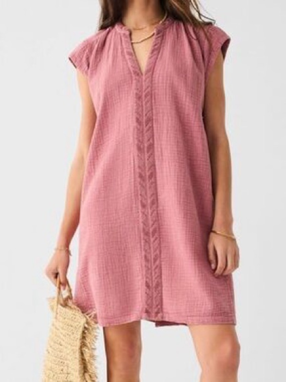 NWT! Faherty Dream Cotton Gauze Lucia Dress Rose Pink Sz Large